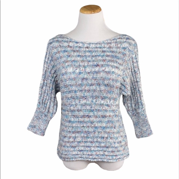 Nine West White Cable Knit Boatneck Sweater